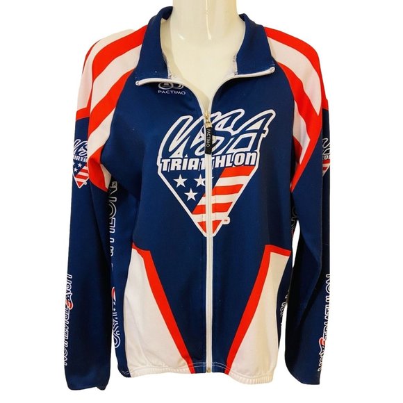 Pactimo USA Triathalon Womens Red White Blue Xtra Large Full ZiP Sport Jacket - Picture 1 of 4